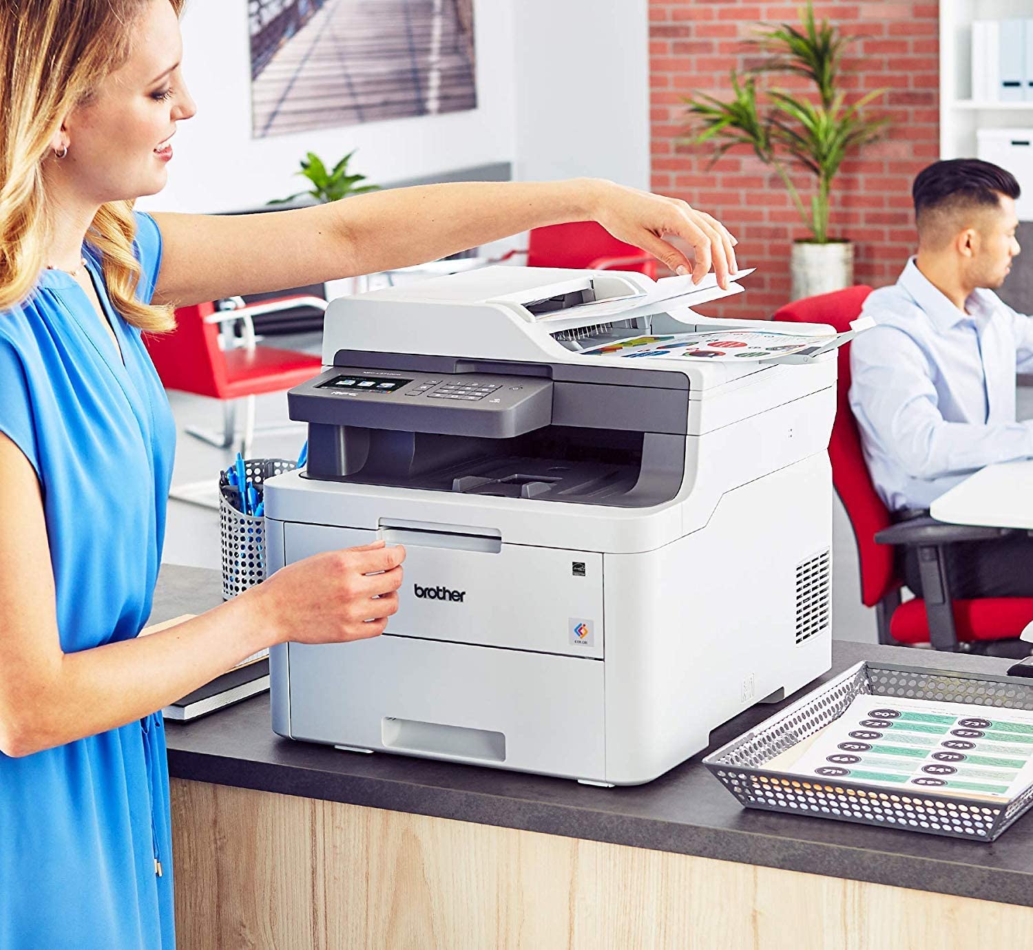 Brother MFC-L3710CW Compact Digital Color All-in-One Printer Providing Laser Printer Quality Results with Wireless,  Dash Replenishment Ready, White - Image 2